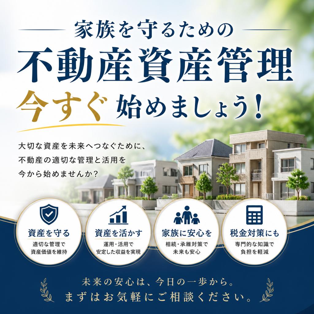 家族を守るための不動産資産管理、今すぐ始めましょう！