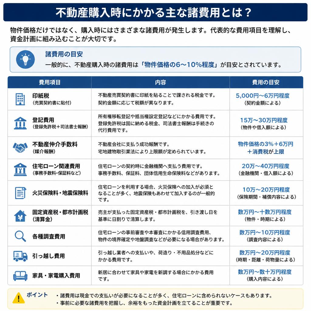 不動購入時にかかる諸費用とは？