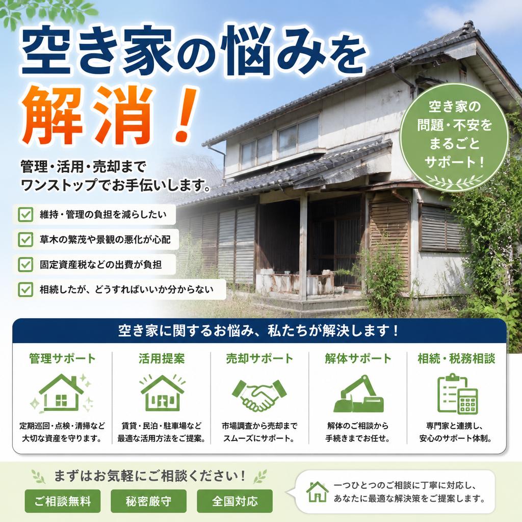 空き家の悩みを解消！
