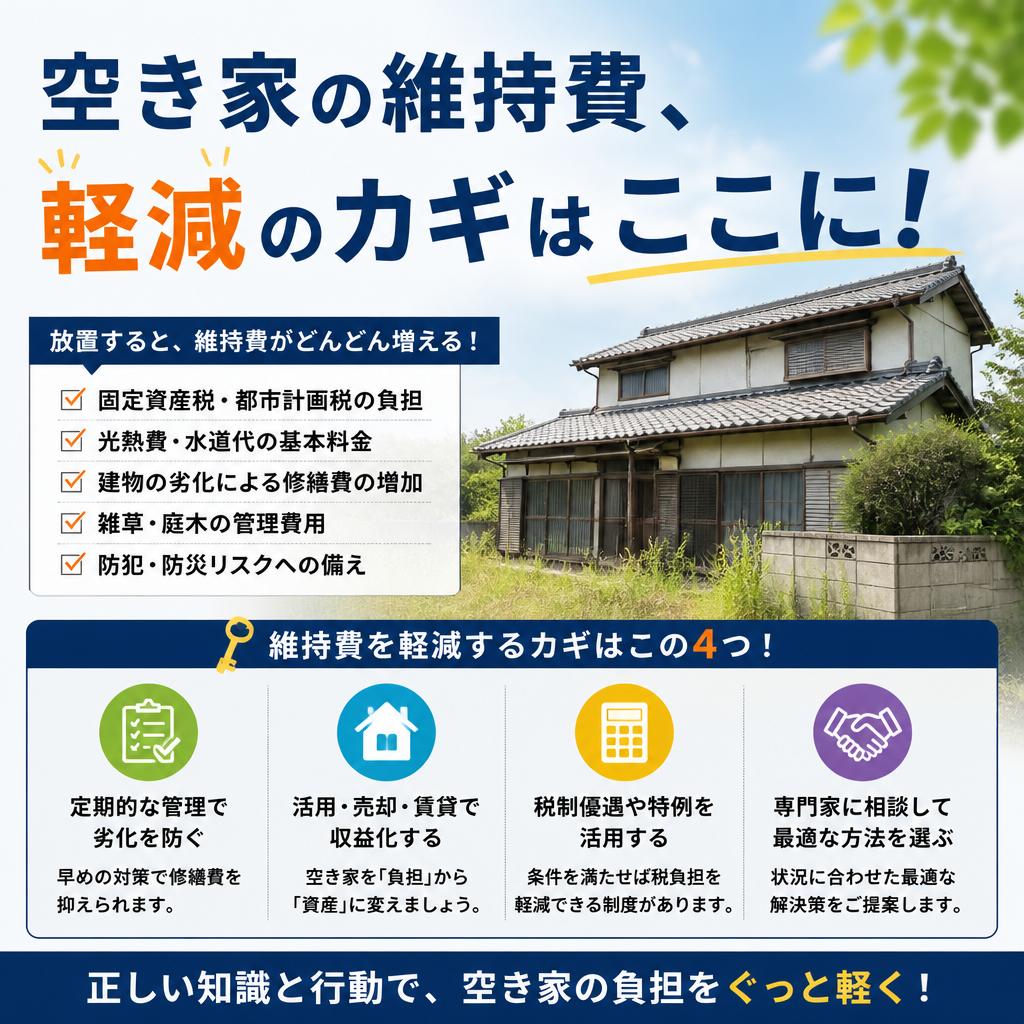 空き家の維持費、軽減のカギはここに！