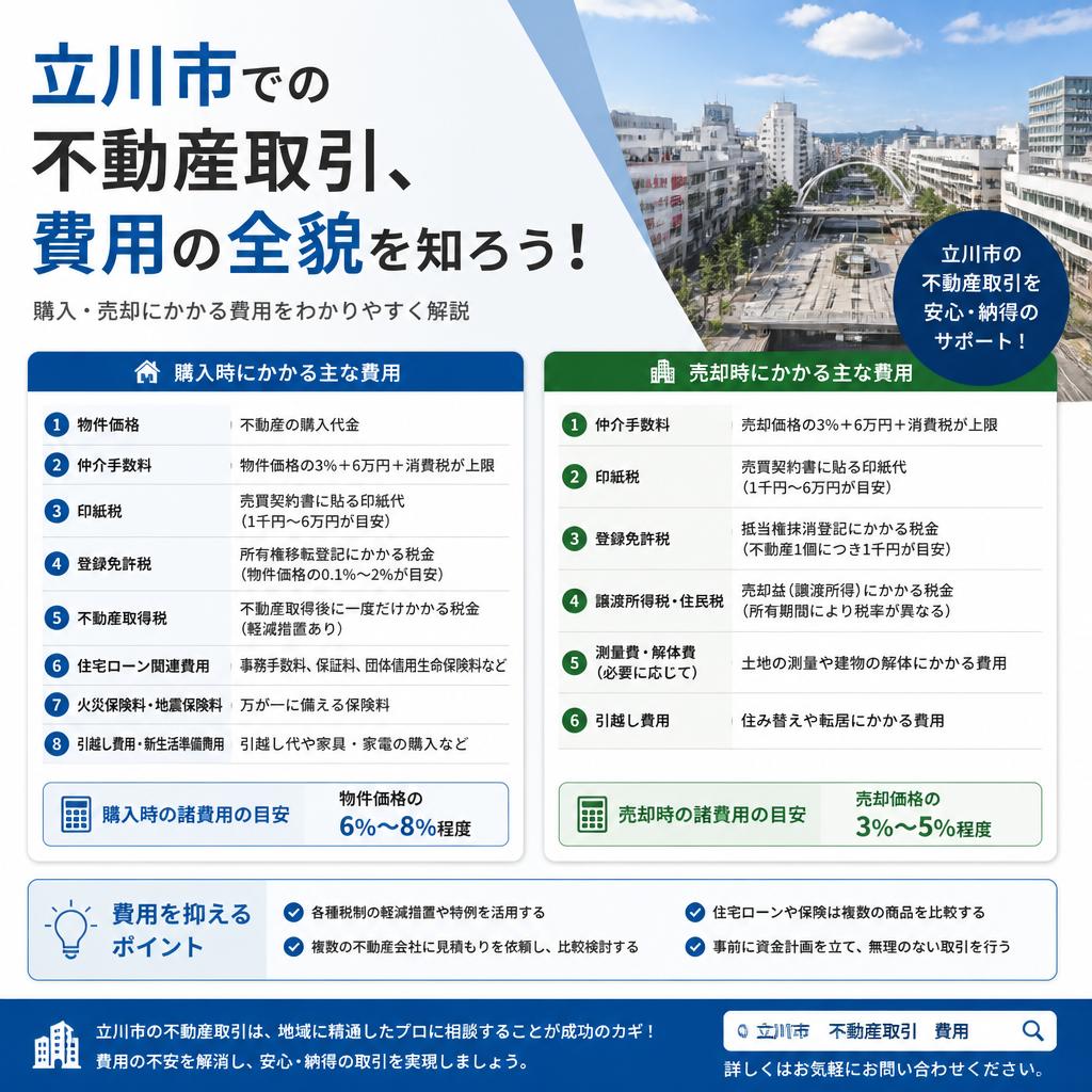 立川市での不動産取引、費用の全貌を知ろう！